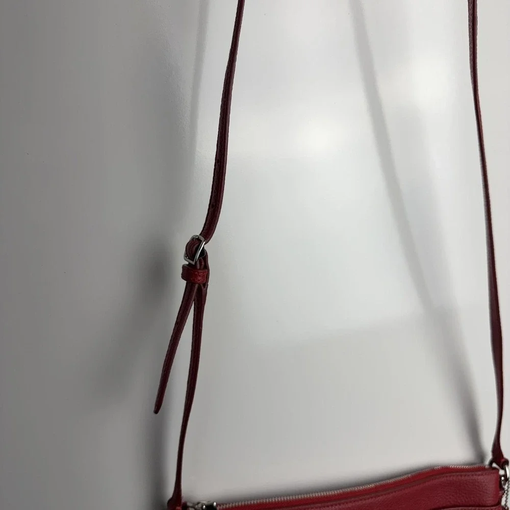 Coach Crossbody Bag Womens Small Red Pebbled Leather Zip Top Purse F54857